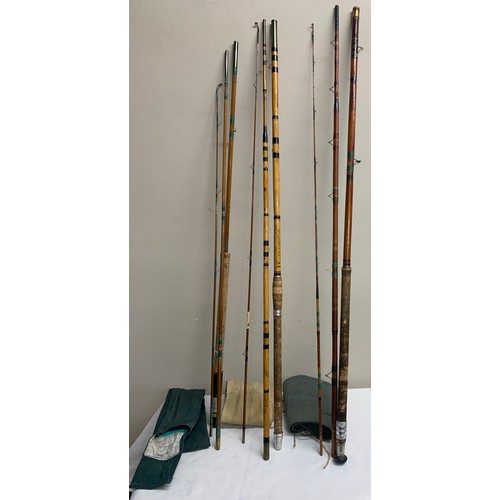 772 - Fishing rods to include 12 foot built cane milwood featherlite no. 3324, built cane split can top, 1... 