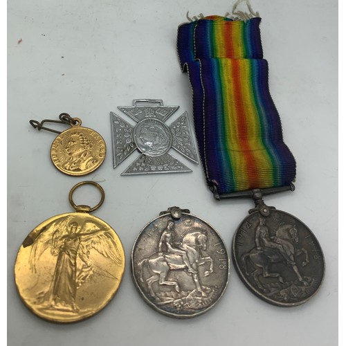 701 - WW I medals 2690 PTE F. Turton, 22865 PTE W. Whatmough R.A.M.C. 105998 PTE E. Wolfdenden R.A.M.C tog... 