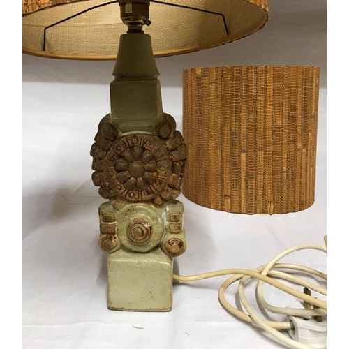 110 - Bernard Rooke studio pottery stoneware table lamp with original shade and spare. Ht to pottery top 2... 