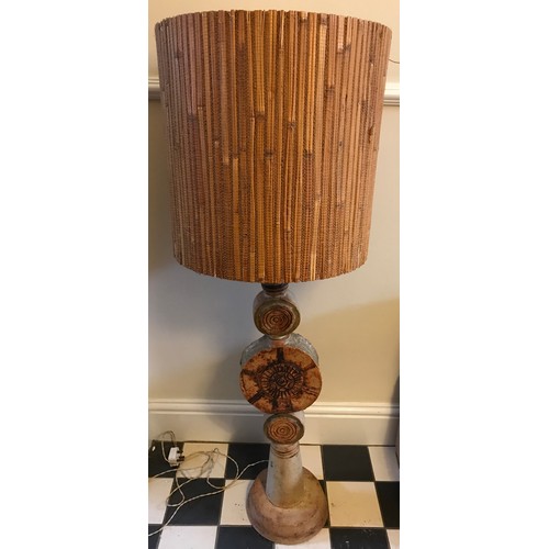 111 - Bernard Rooke studio pottery standard lamp and original shade. Base height approx 84cm excluding lig... 