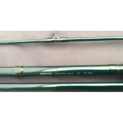 770 - Greys Greyflex Spin 10ft fly fishing 3 piece rod with bag and a Stone fly pole rod rest.