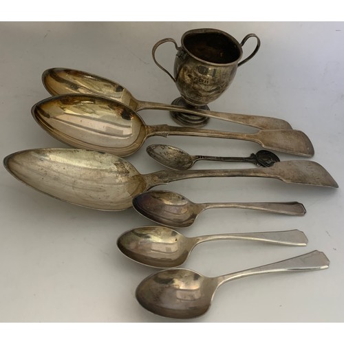 434 - Hallmarked silver to include 7 spoons, one bottom marked,one marked Dublin 1818 maker possibly Joshu... 