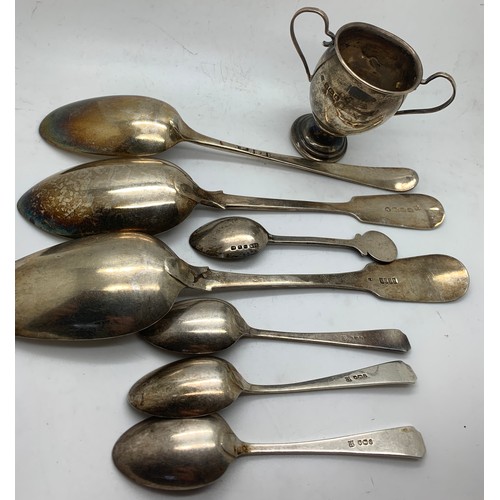 434 - Hallmarked silver to include 7 spoons, one bottom marked,one marked Dublin 1818 maker possibly Joshu... 