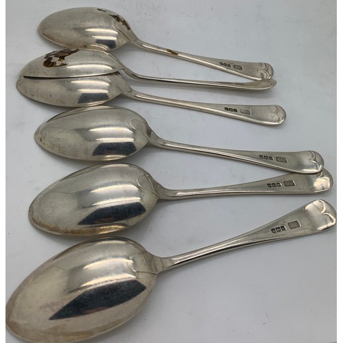 445 - Six silver dessert spoons and six dessert forks Sheffield 1930 R F Mosley and Co. Total weight 620.4... 