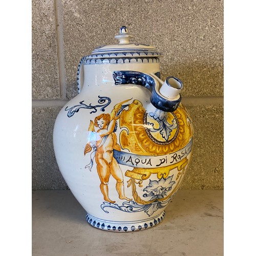 108 - A reproduction aqua di rosa ceramic jar. 30cm h. Provenance: Bratley Chemist, Pontefract.