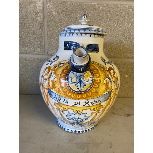 108 - A reproduction aqua di rosa ceramic jar. 30cm h. Provenance: Bratley Chemist, Pontefract.