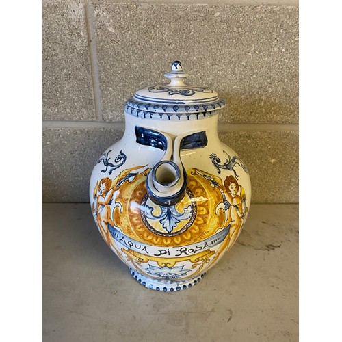 108 - A reproduction aqua di rosa ceramic jar. 30cm h. Provenance: Bratley Chemist, Pontefract.