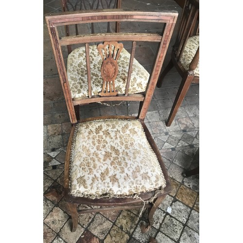 1176 - Assorted selection of chairs, oak corner bobble chair, mahogany inlaid tub chair, two Edwardian dini... 