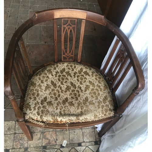 1176 - Assorted selection of chairs, oak corner bobble chair, mahogany inlaid tub chair, two Edwardian dini... 