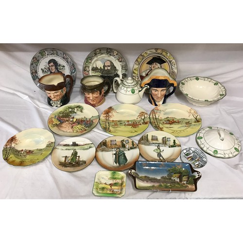 97 - Royal Doulton selection, 19 assorted pieces, 6 x decorative plates, Robert Burns, Shakespeare, The M... 