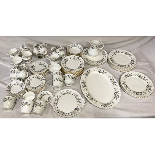 98 - Royal Albert Brigadoon design tea and dinner war 103 pieces, tea cup, saucers, side plates, mugs, ca... 