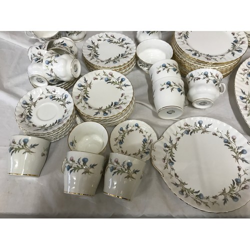 98 - Royal Albert Brigadoon design tea and dinner war 103 pieces, tea cup, saucers, side plates, mugs, ca... 