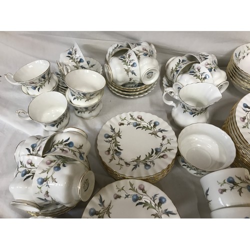 98 - Royal Albert Brigadoon design tea and dinner war 103 pieces, tea cup, saucers, side plates, mugs, ca... 