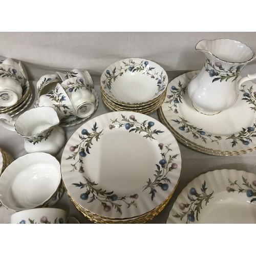 98 - Royal Albert Brigadoon design tea and dinner war 103 pieces, tea cup, saucers, side plates, mugs, ca... 