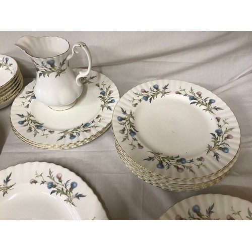 98 - Royal Albert Brigadoon design tea and dinner war 103 pieces, tea cup, saucers, side plates, mugs, ca... 