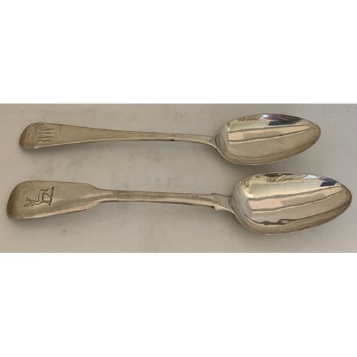 450 - Two silver tablespoons London 1827 maker possibly Clement Cheese and London 1835 maker Jonathan Hayn... 