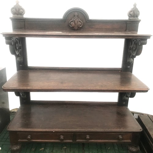 1182 - An oak three height graduating shelf buffet with 2 drawers to the base. 120 w x 49 d x 135cm h.