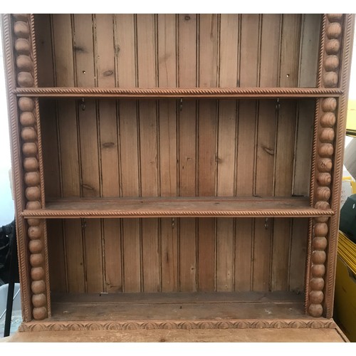 1183 - Pine dresser with 2 door base 3 height and  arch top shelf. 86 w x base height 91 x 47cm d. Overall ... 