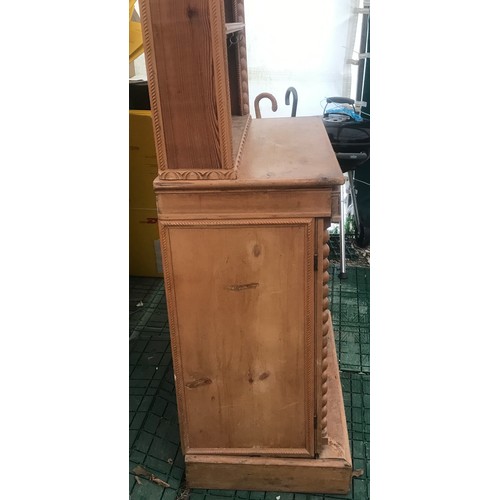 1183 - Pine dresser with 2 door base 3 height and  arch top shelf. 86 w x base height 91 x 47cm d. Overall ... 