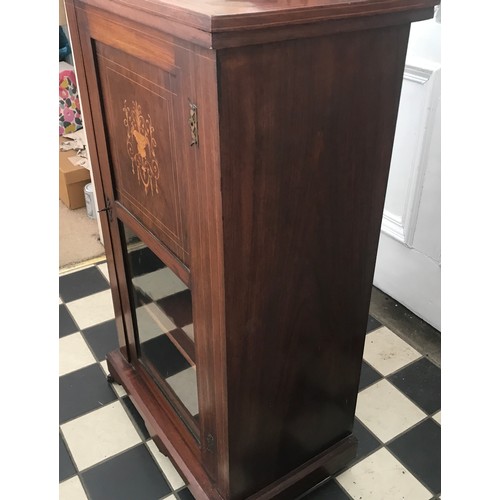 1130A - An Edwardian mahogany inlaid music cabinet. 55 w x 34 d x 105 h.