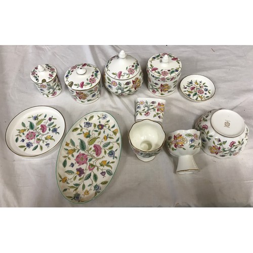 101 - Minton Haddon Hall selection, 11 pieces, 2 x preserve jars, 2 x lidded jars, pin dish, small bowl 12... 