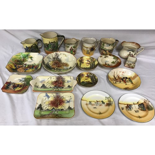 103 - Royal Doulton collection of 18 pieces, jugs, bowls, side plates and trays, cottage scenes, country g... 