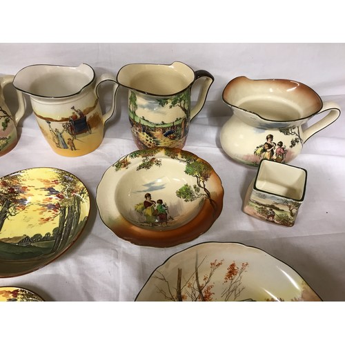 103 - Royal Doulton collection of 18 pieces, jugs, bowls, side plates and trays, cottage scenes, country g... 