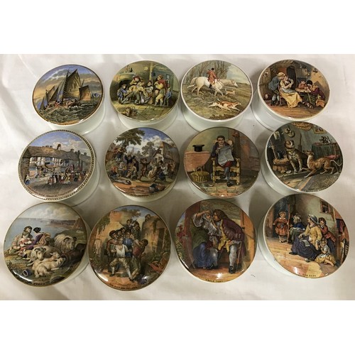 105 - Printed pot jar lids collection of 12 assorted printed Shakespeare's house, Uncle Toby, The Wolf and... 