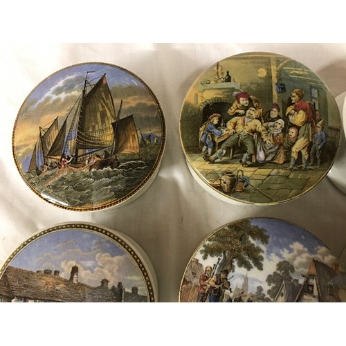 105 - Printed pot jar lids collection of 12 assorted printed Shakespeare's house, Uncle Toby, The Wolf and... 