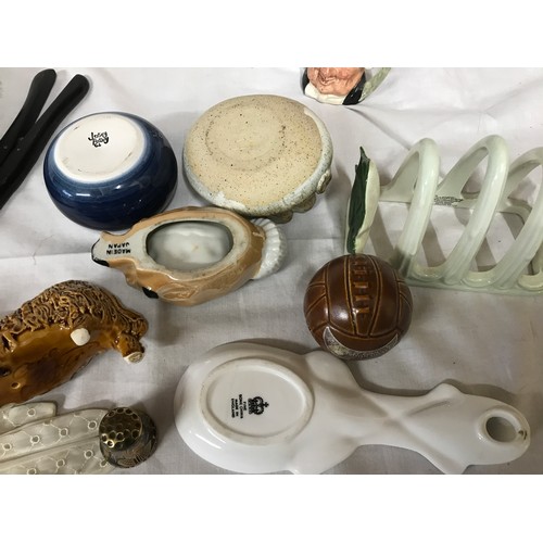 107 - Mixed lot to include ebony dressing table tray 36cm w with a vanity mirror and brush set with glove ... 