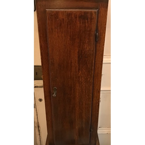 663 - An 8 day oak longcase clock by John Hall of Beverley with brass face. 220 h x 43 w x 28cm d.