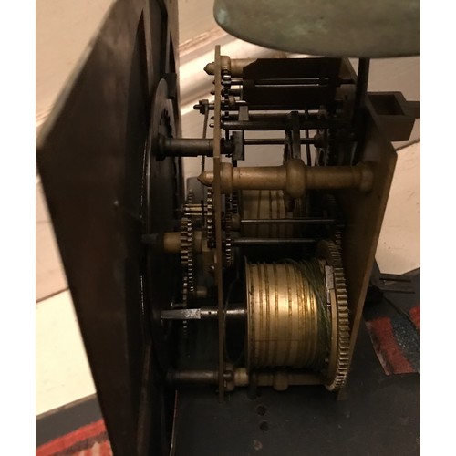 663 - An 8 day oak longcase clock by John Hall of Beverley with brass face. 220 h x 43 w x 28cm d.