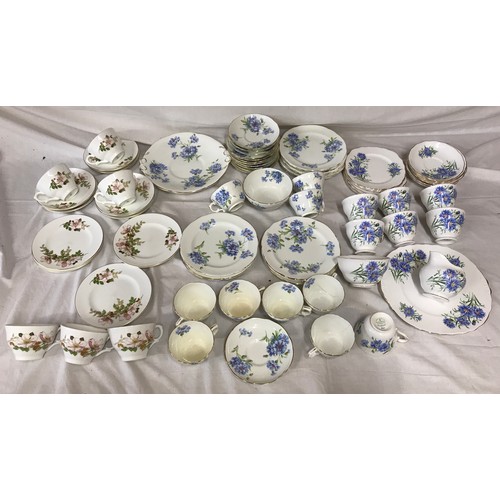 100 - Three assorted part tea sets, Crown Staffordshire pink floral, cups, saucers, side plates 18 pieces.... 