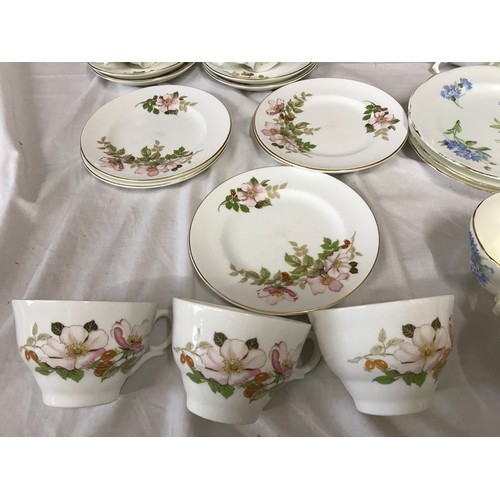 100 - Three assorted part tea sets, Crown Staffordshire pink floral, cups, saucers, side plates 18 pieces.... 