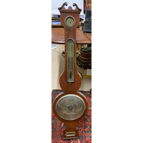 625A - A 19thC mahogany banjo barometer. 98cm h.