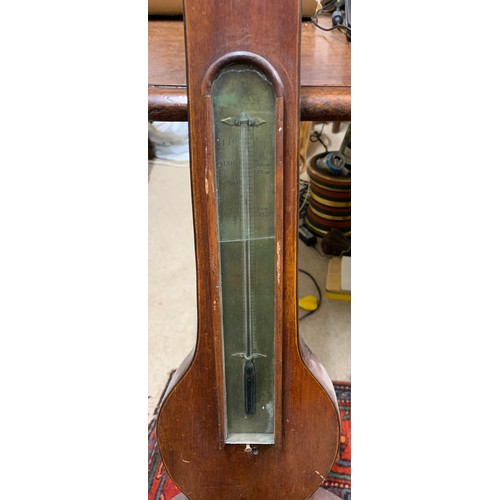 625A - A 19thC mahogany banjo barometer. 98cm h.