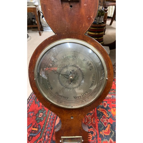 625A - A 19thC mahogany banjo barometer. 98cm h.