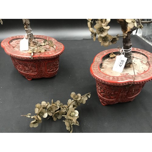 458 - Pair of Chinese cinnabar lacquer bonsai planters.