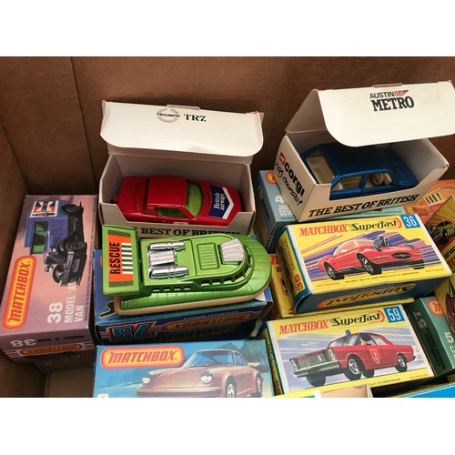 750 - A collection of 105 boxed Matchbox, Superfast and Rolamatics diecast models together with 5 boxed Co... 