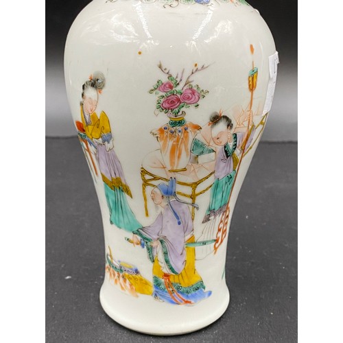 456 - Three pieces of early oriental porcelain to include baluster vase 20cm h, octagonal tea bowl and sma... 