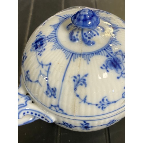 63 - A Royal Copenhagen Denmark blue and white floral pattern part tea service comprising: coffee pot, wa... 