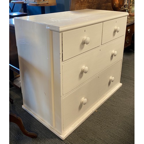 1159A - White gloss painted pine chest of drawers. 105 x 56 x 90cm.