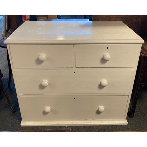 1159A - White gloss painted pine chest of drawers. 105 x 56 x 90cm.