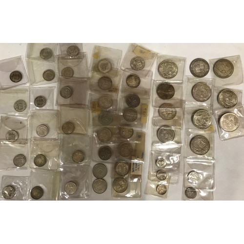 403 - Pre 1920 silver coin collection of 49 coins to include silver threepenny bits, a four pence piece, s... 