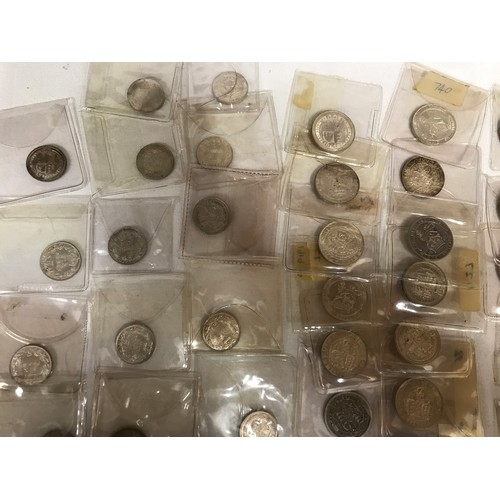 403 - Pre 1920 silver coin collection of 49 coins to include silver threepenny bits, a four pence piece, s... 