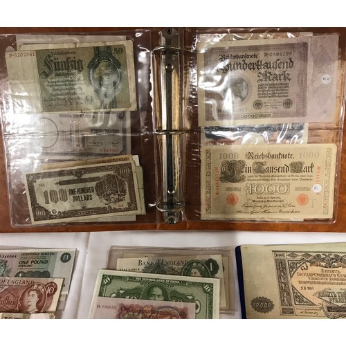 406 - A world collection of Bank notes incl British, Chinese, Indonesia, South America, German, Japanese, ... 