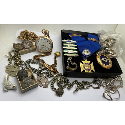 331 - A quantity of vintage jewellery. medals etc. to include hallmarked silver medals for ballroom and ol... 