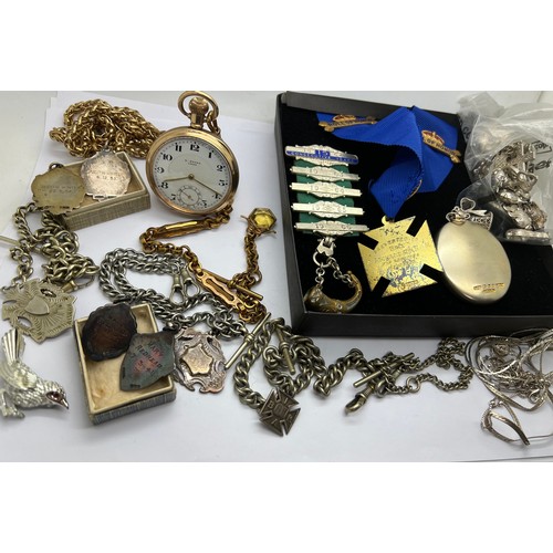 331 - A quantity of vintage jewellery. medals etc. to include hallmarked silver medals for ballroom and ol... 