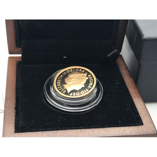 411 - A 2008 Royal Mint gold proof full sovereign, no. 2740, cased in box and certificate of authenticity.