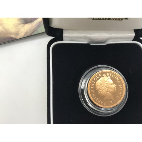 412 - A 2007 Royal Mint gold proof full sovereign, no. 2366, cased in box and certificate of authenticity.